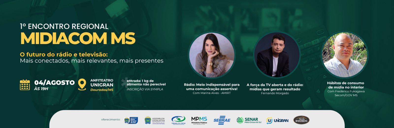 Faltam poucos dias: Dourados recebe 1º Encontro Regional MIDIACOM MS sobre o futuro do rádio e da TV